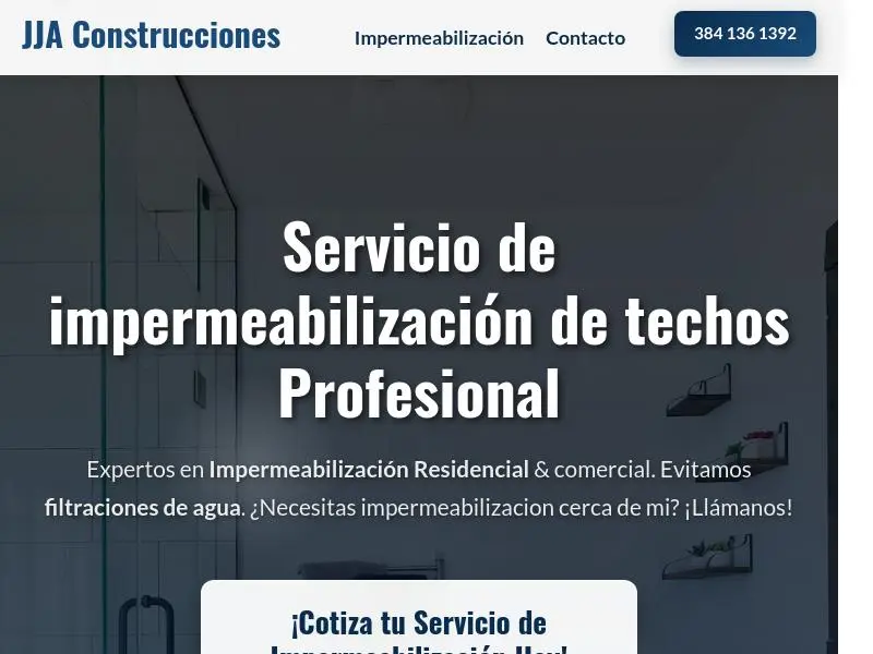 JJA Construcciones waterproofing company website