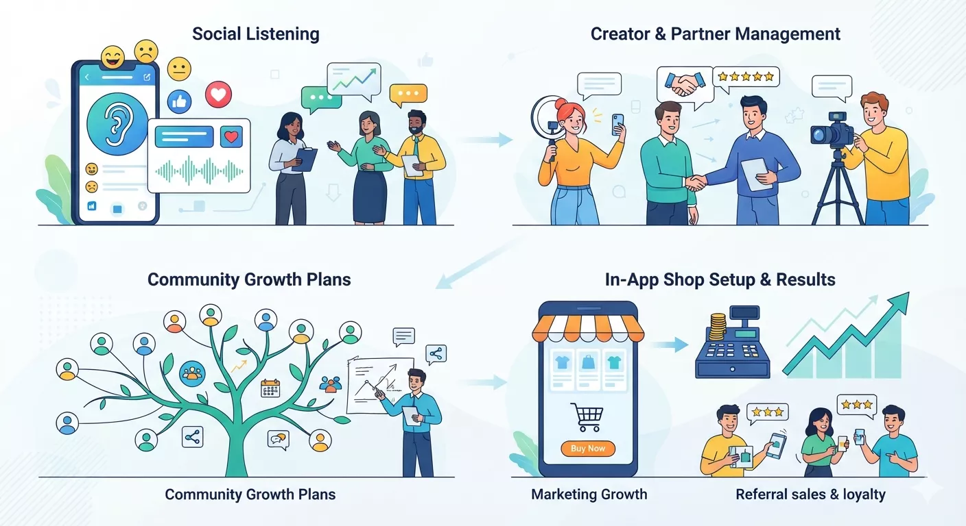 Social media posts and short videos that build community